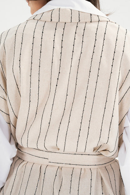 Embroidered Pinstripe Vest - Taj sisters