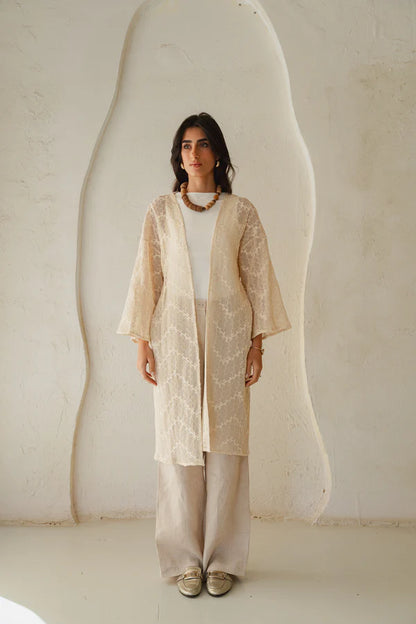 Laced Crochet Cardigan print 1  - obi