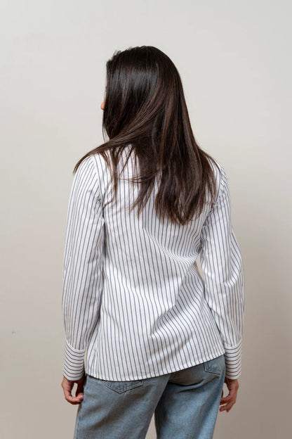 The Tide Drape White x navy blue shirt - TAA
