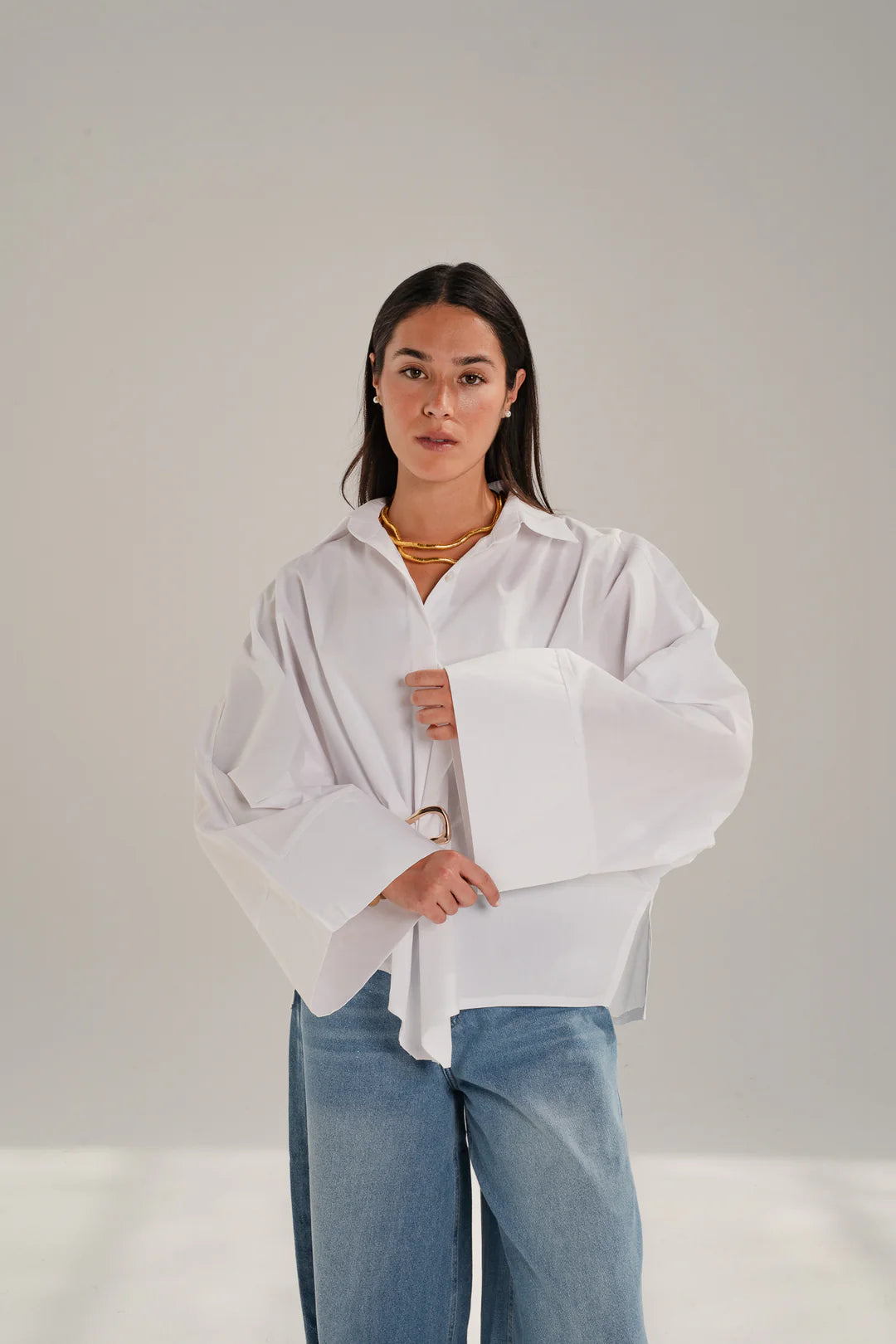 Poplin Shirt With Gold Pin - Taj sisters