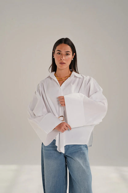 Poplin Shirt With Gold Pin - Taj sisters