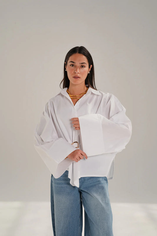 Poplin Shirt With Gold Pin - Taj sisters