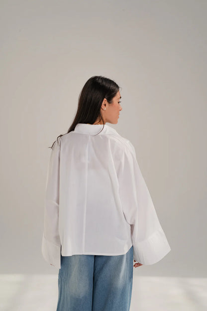 Poplin Shirt With Gold Pin - Taj sisters