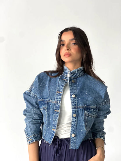 Denim Spark Cropped Jacket - Traumen