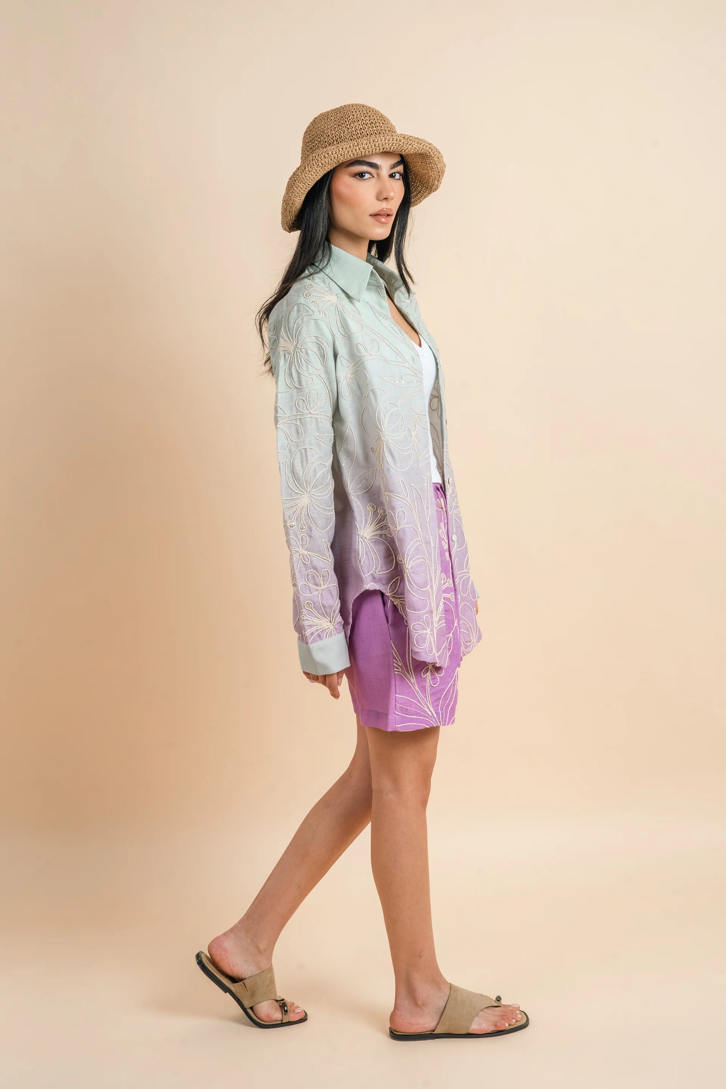 Grading mint/purple embro shirt - Nahla el alfy