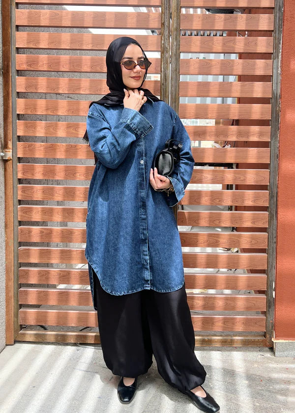 Indigo Denim shirt - Modesty abaya