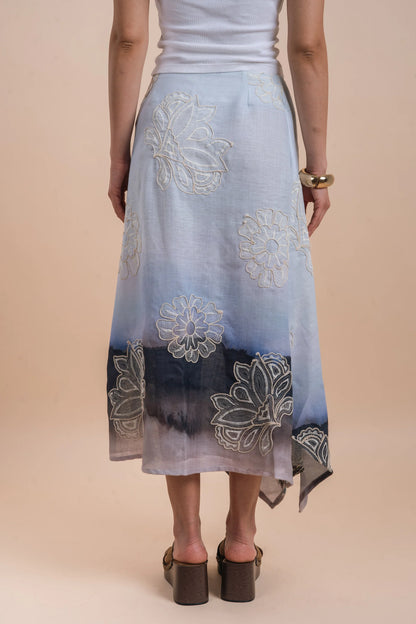 Grading blue/grey skirt embro - Nahla el alfy