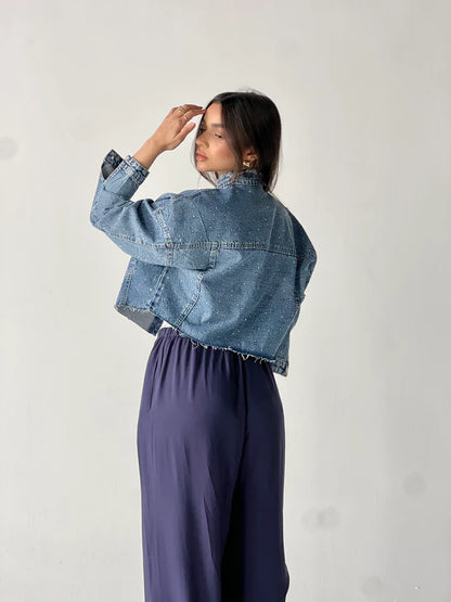 Denim Spark Cropped Jacket - Traumen