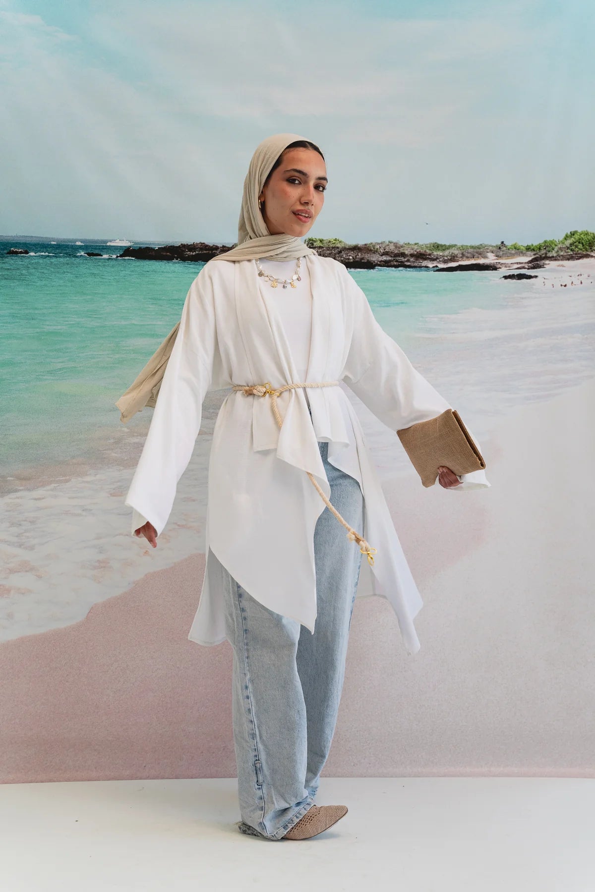 Asymmetrical linen cardigan - Double anne