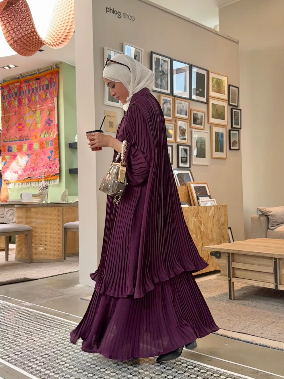 Double layered pleated kaftan - Hazie