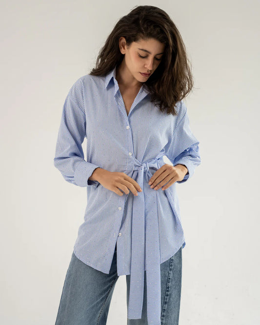 Crystal Tie Striped Shirt - Nawara