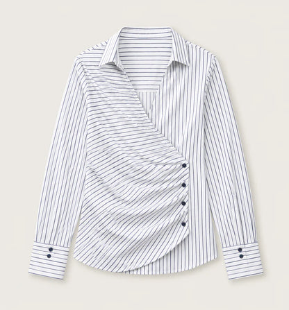 The Tide Drape White x navy blue shirt - TAA
