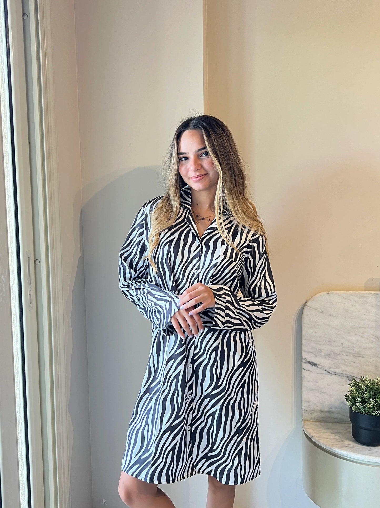 Zebra satin shirt dress - Chummy