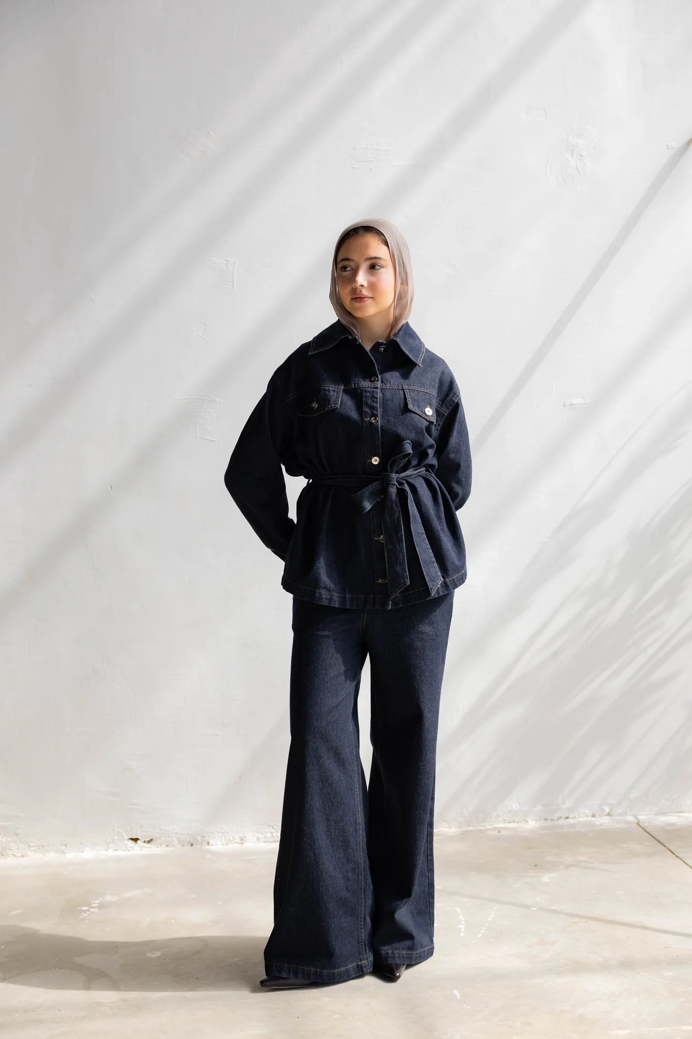 The Denim Muse Set - peach and mint