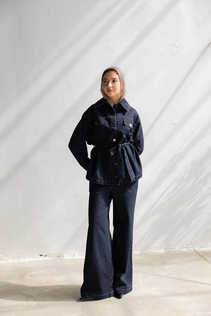 The Denim Muse Set - peach and mint