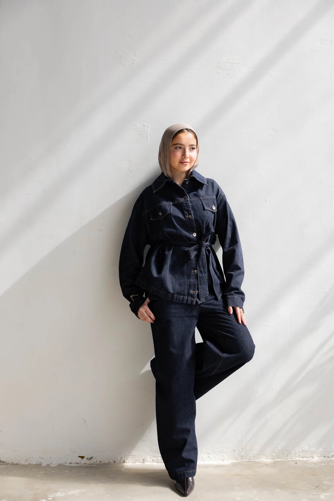 The Denim Muse Set - peach and mint