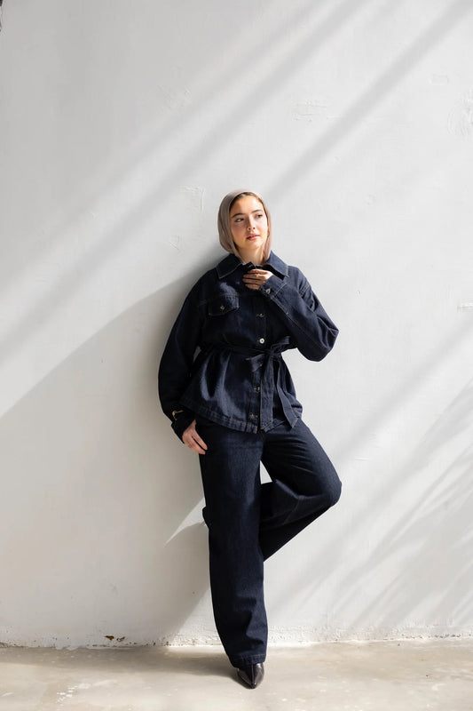 The Denim Muse Set - peach and mint