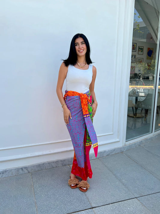 Colorful*Orange wrap skirt - Omashi