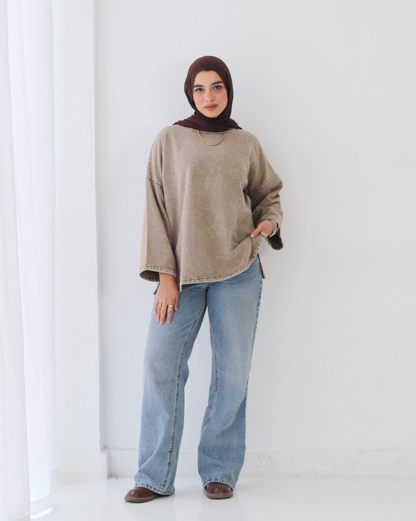 Washed melton top - SAMRA