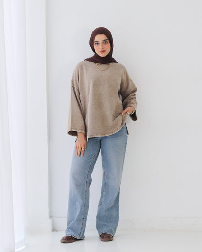 Washed melton top - SAMRA