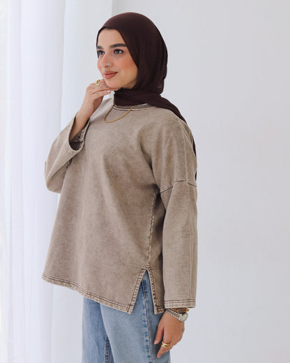 Washed melton top - SAMRA