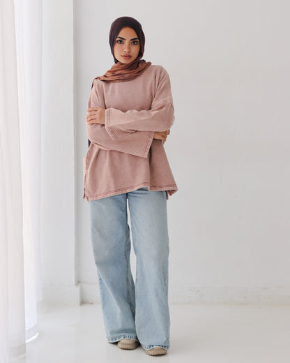 Washed melton top - SAMRA