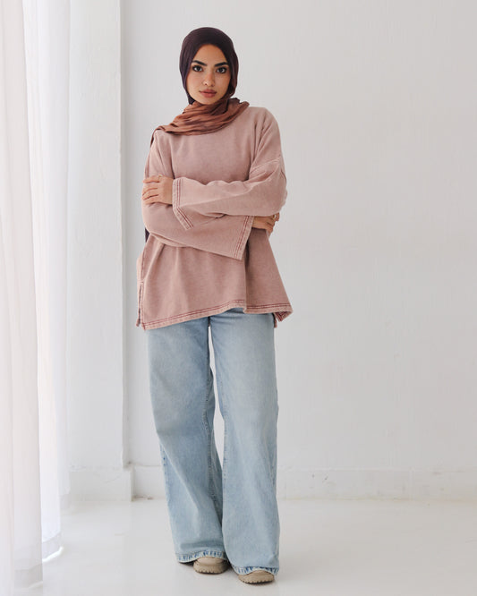 Washed melton top - SAMRA