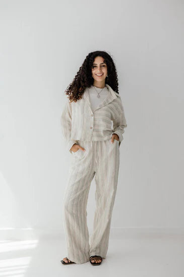 S-CH75 CROPPED STRIPED JACKET - AED