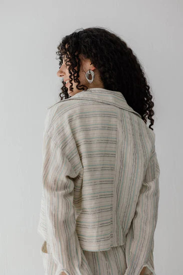 S-CH75 CROPPED STRIPED JACKET - AED