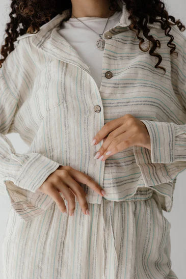 S-CH75 CROPPED STRIPED JACKET - AED