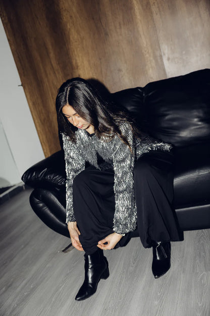 Beaded shimmer blazer - Maison Taj