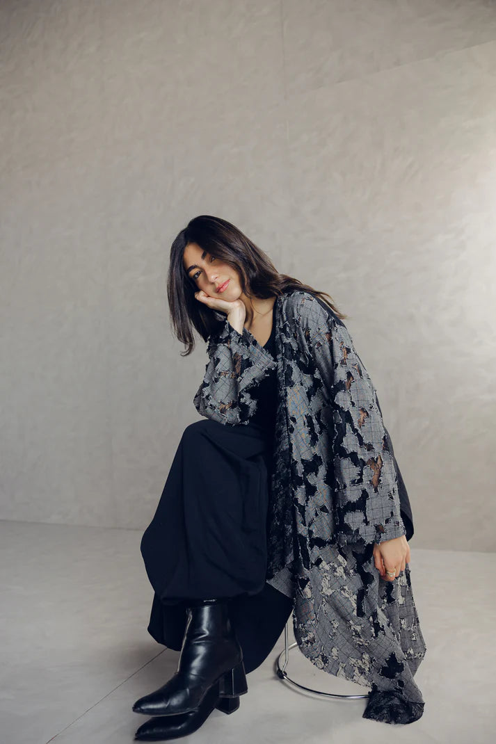 Asymmetrical  edgy cardigan - Maison taj