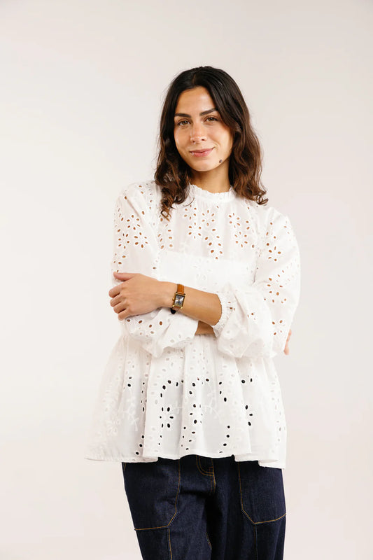 The eyelet blouse - Peach and mint