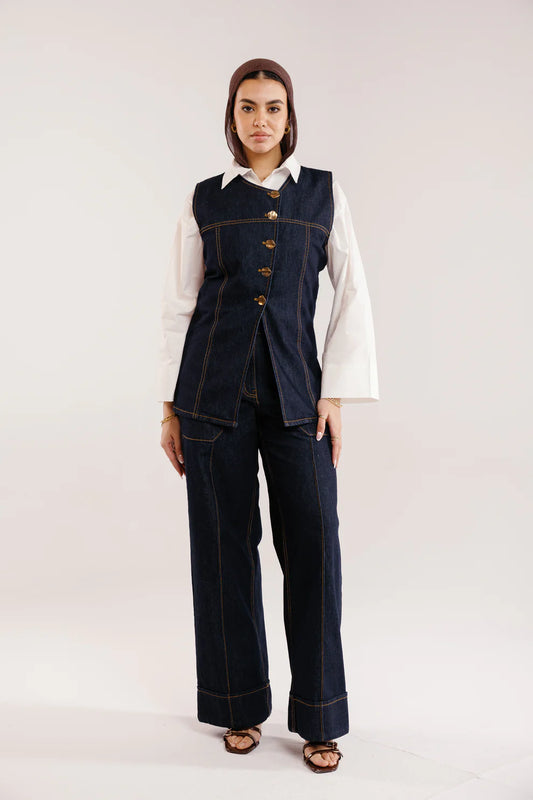 Juliette denim set - Peach and mint