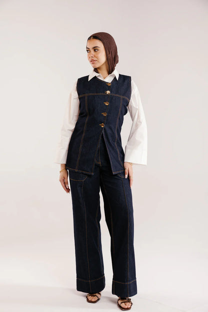Juliette denim set - Peach and mint