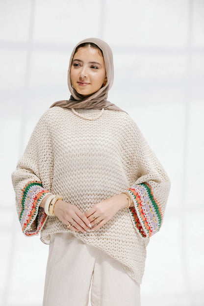 Coral knit top - Peach and mint