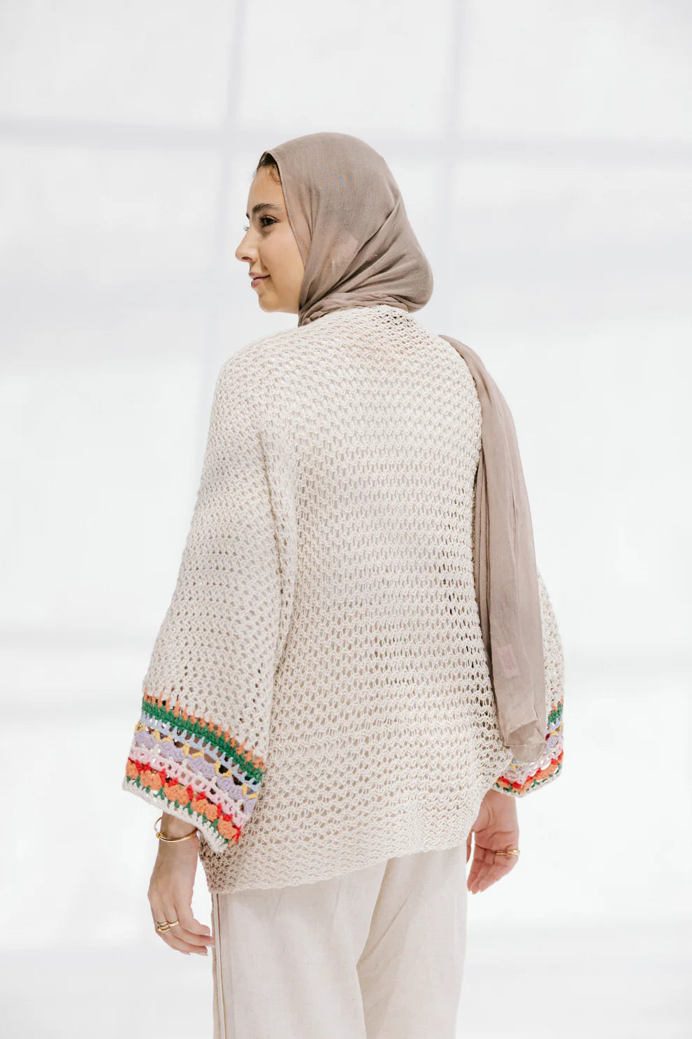 Coral knit top - Peach and mint