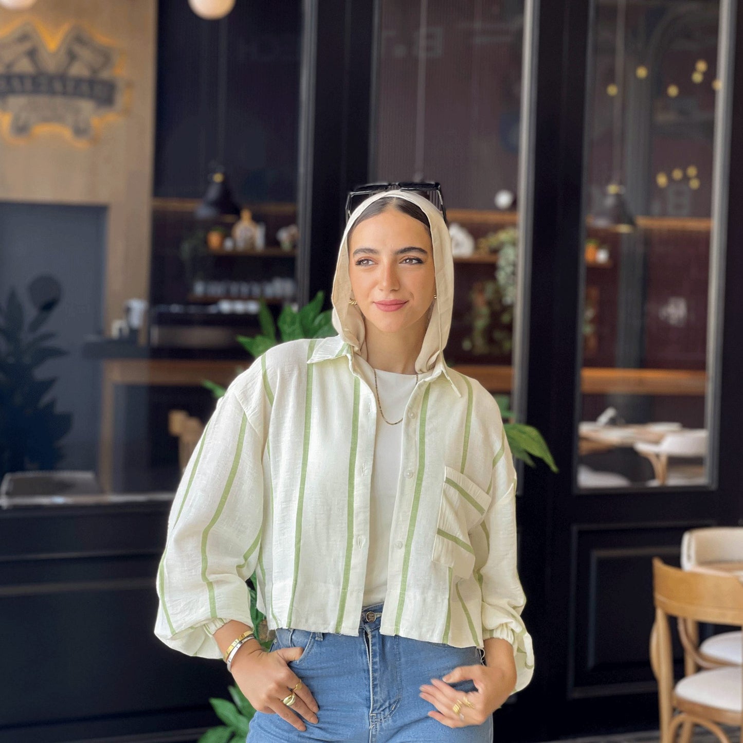 Striped linen croped shirt - Estringo