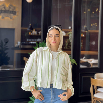 Striped linen croped shirt - Estringo