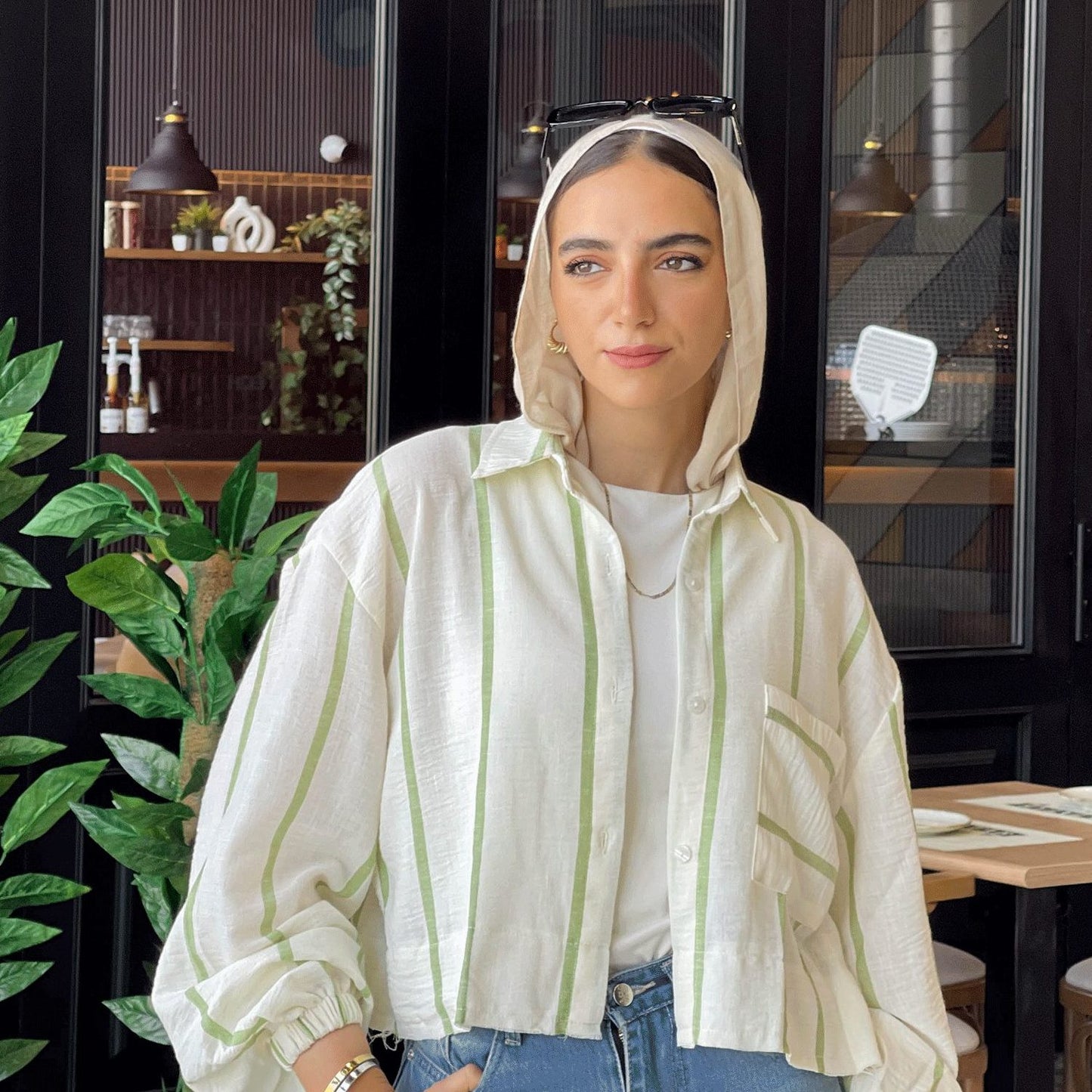 Striped linen croped shirt - Estringo