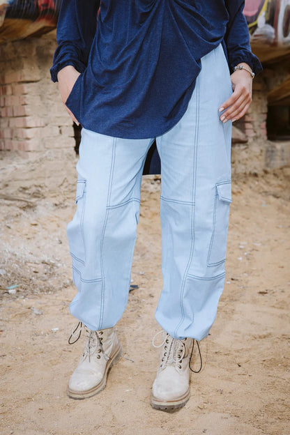 Parachute denim pants - Taji designs