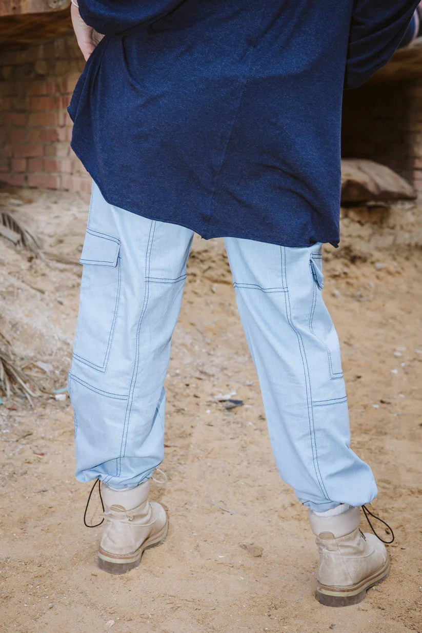 Parachute denim pants - Taji designs