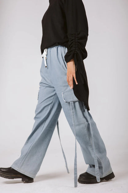 Cargo denim pants - Taji designs