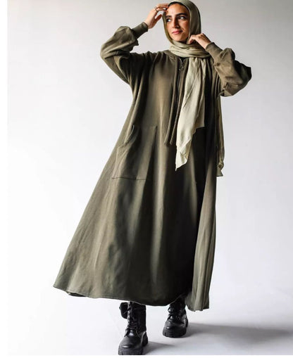 Melton hoodie dress - Modesty Abaya