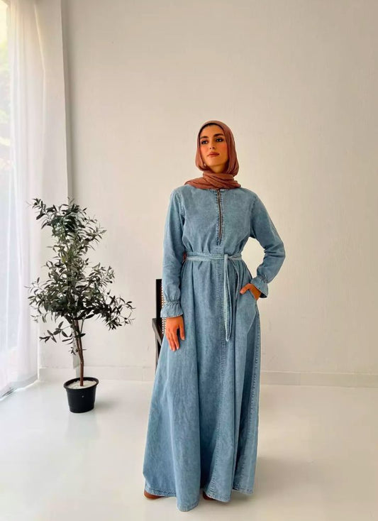 The denim grace dress - Modesty Abaya