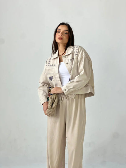 Statement embroidered summer gabrdine jacket - Traumen