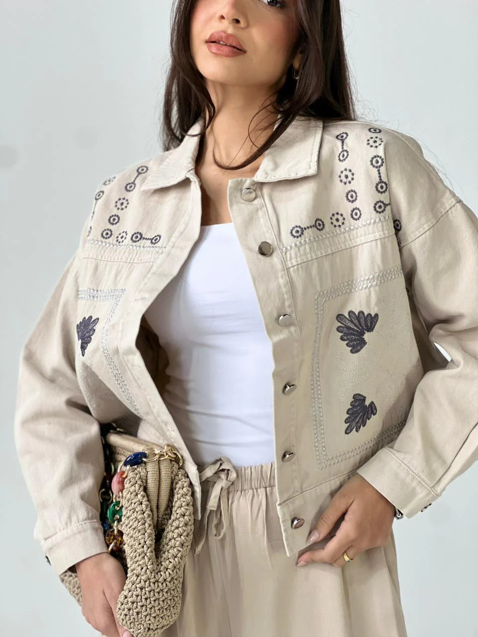Statement embroidered summer gabrdine jacket - Traumen