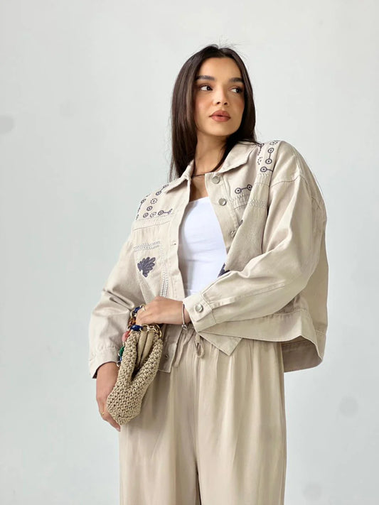 Statement embroidered summer gabrdine jacket - Traumen