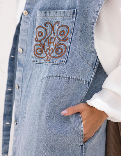 Embroidered Denim vest - Hijab Festival