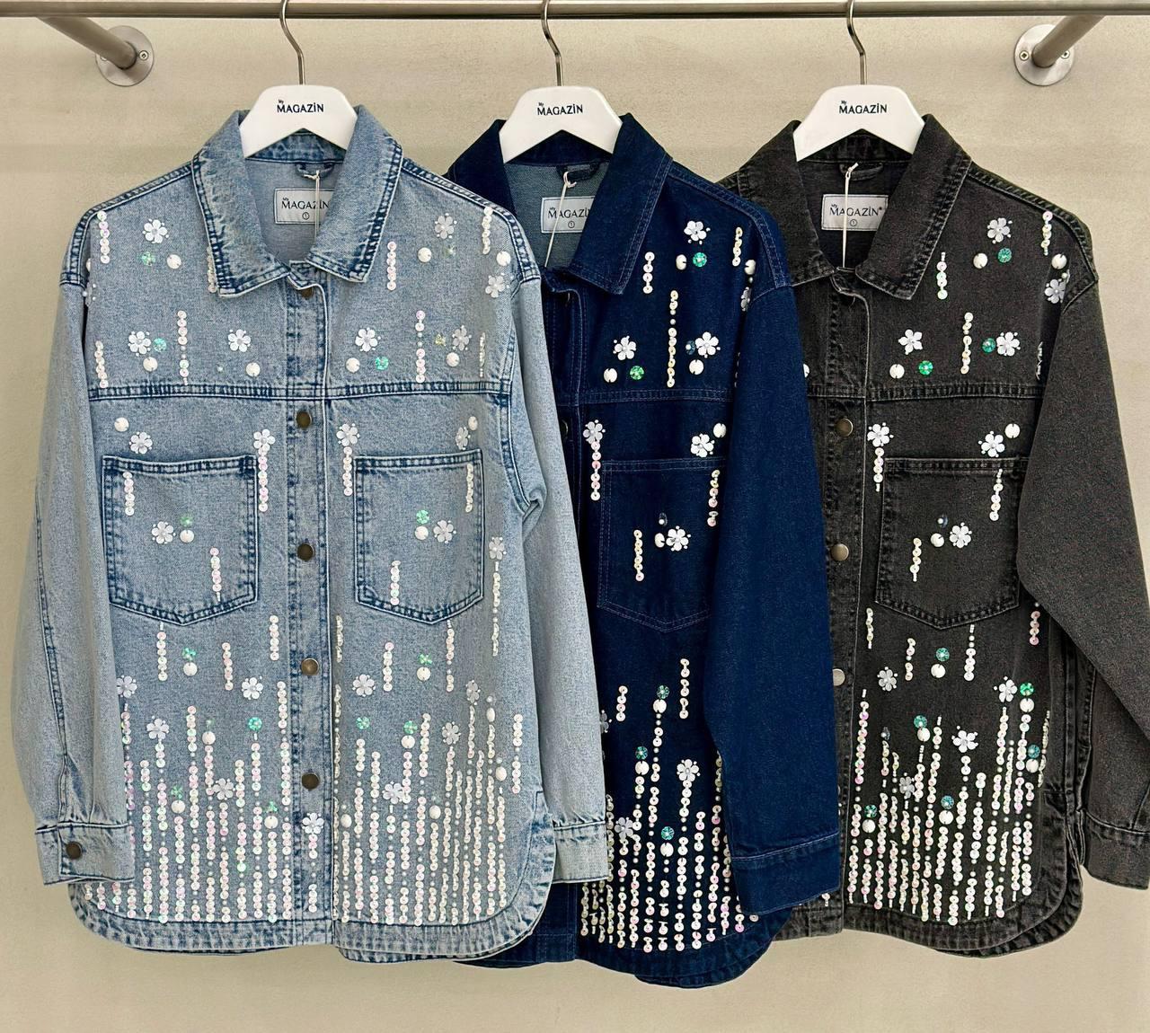Flower studded denim jacket - Magazin